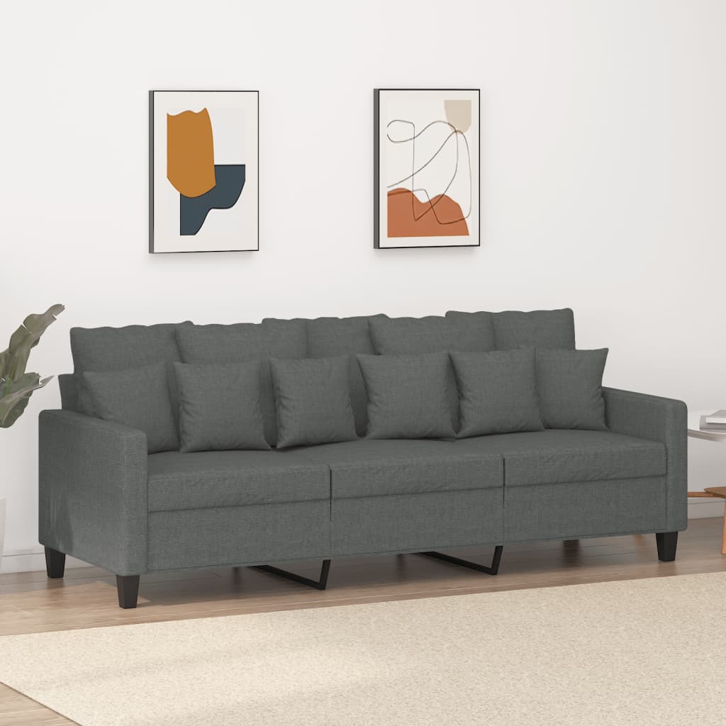 vidaXL Trivietė sofa, tamsiai pilkos spalvos, 180cm, audinys