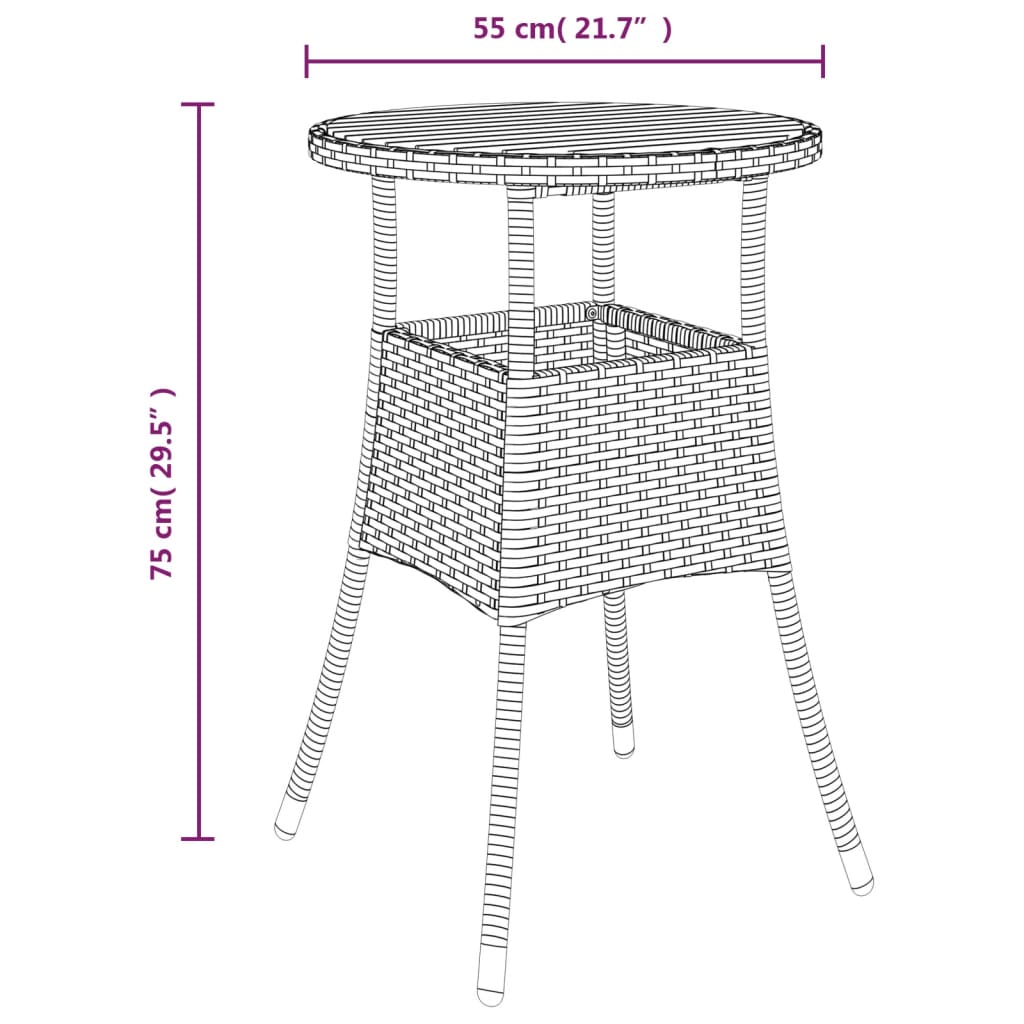 vidaXL Bistro komplektas su pagalvėlėmis, 3 dalių, pilkas, poliratanas