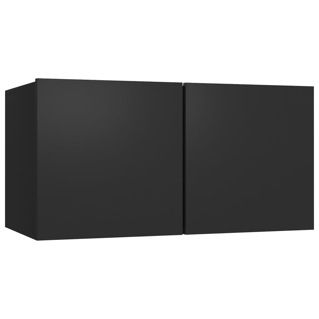 vidaXL Televizoriaus spintelių komplektas, 4 dalių, juodas, mediena