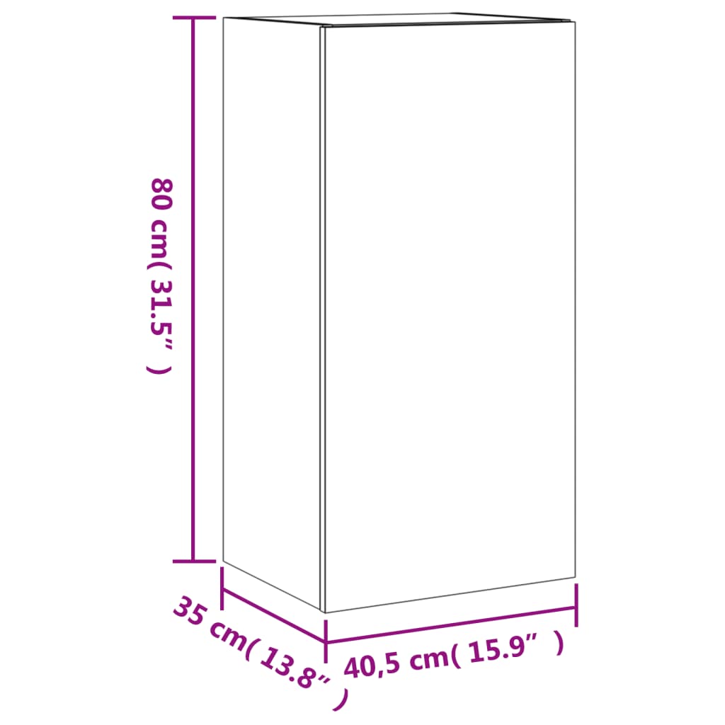 vidaXL Sieninė TV spintelė su LED lemputėmis, ruda, 40,5x35x80cm