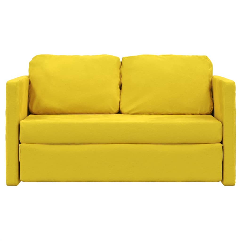 vidaXL Grindų sofa-lova, 2-1, tamsiai geltona, 122x204x55cm, aksomas