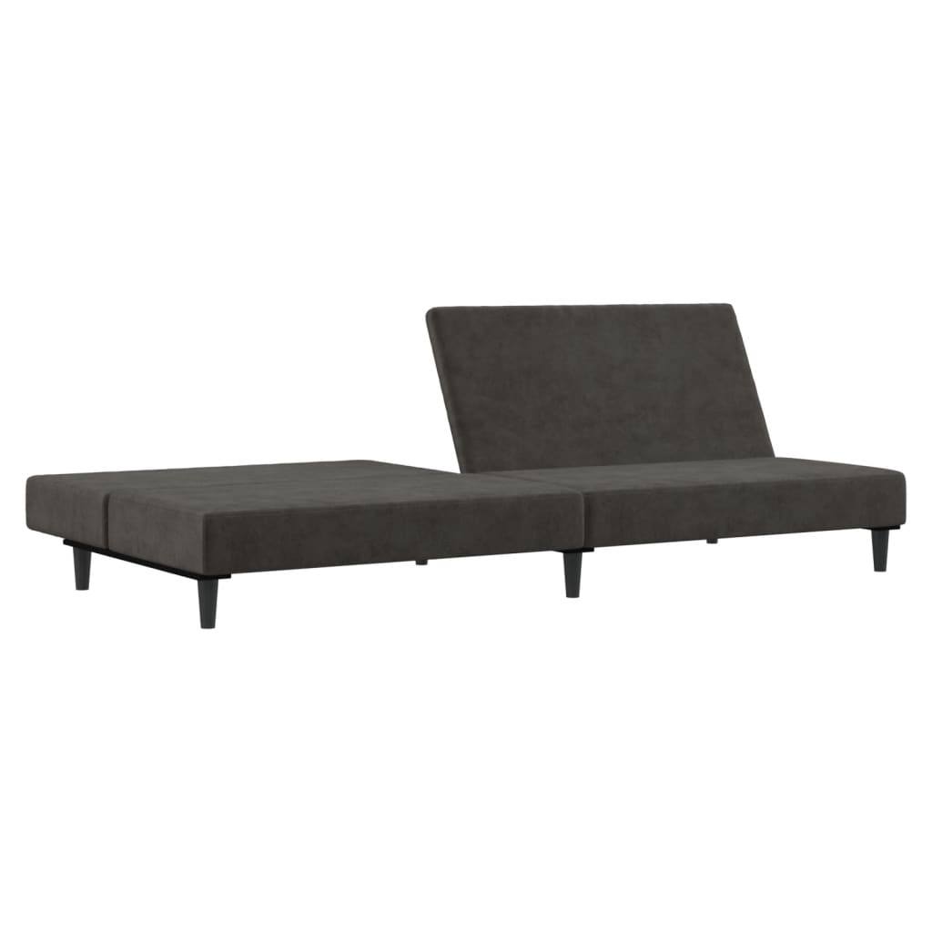 vidaXL Dvivietė sofa-lova, tamsiai pilkos spalvos, aksomas