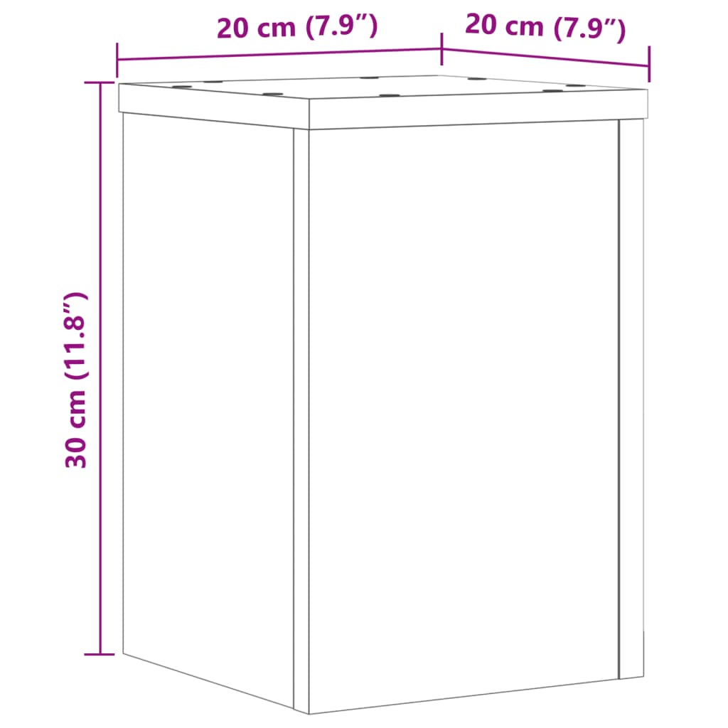 vidaXL Stovai augalams, 2vnt., balti, 20x20x30cm, apdirbta mediena