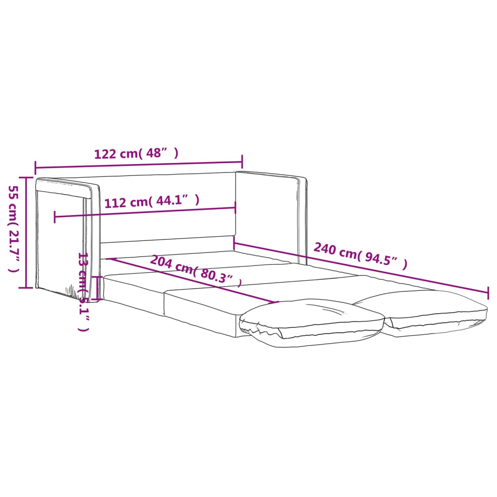 vidaXL Grindų sofa-lova, 2-1, tamsiai geltona, 122x204x55cm, aksomas