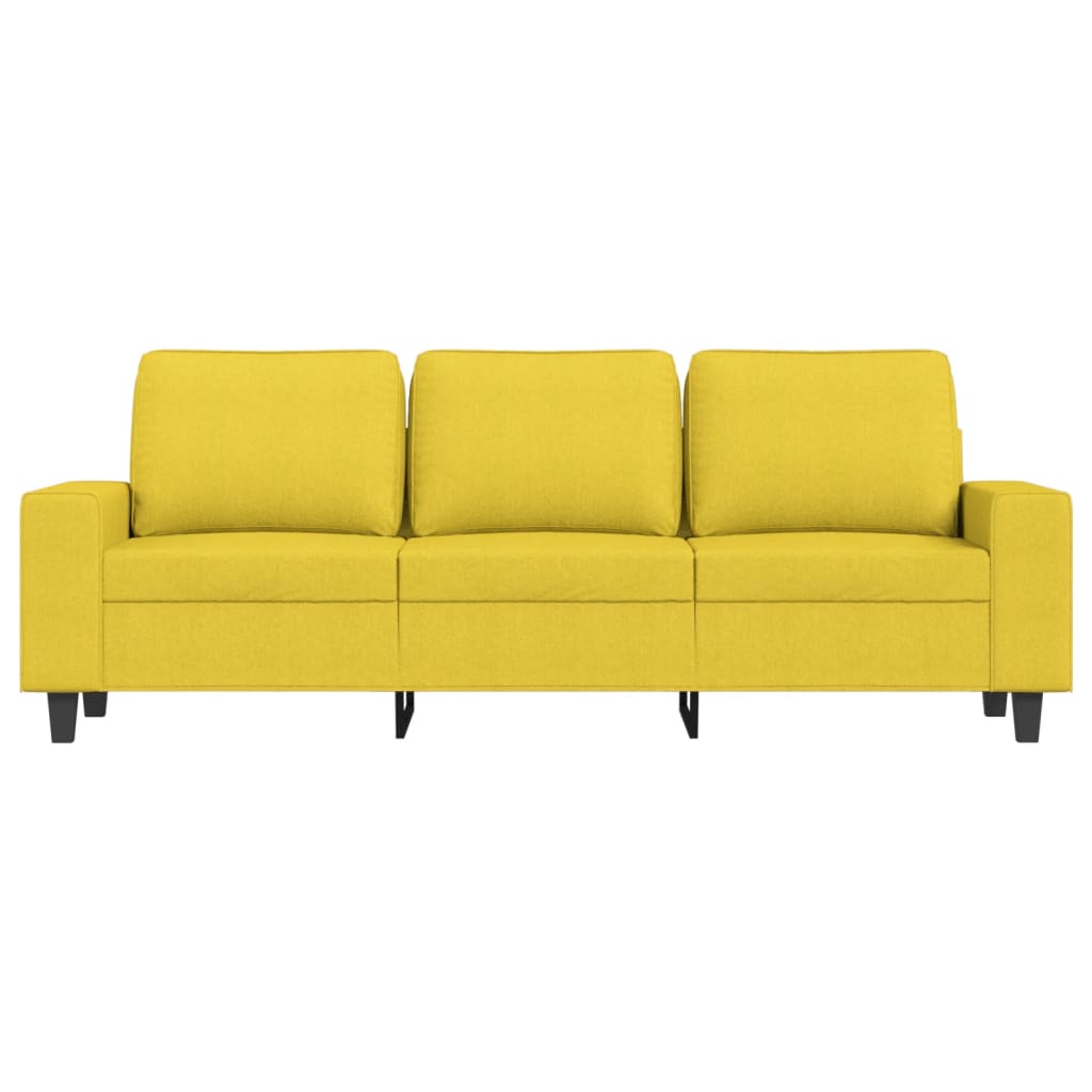 vidaXL Trivietė sofa, šviesiai geltonos spalvos, 180cm, audinys