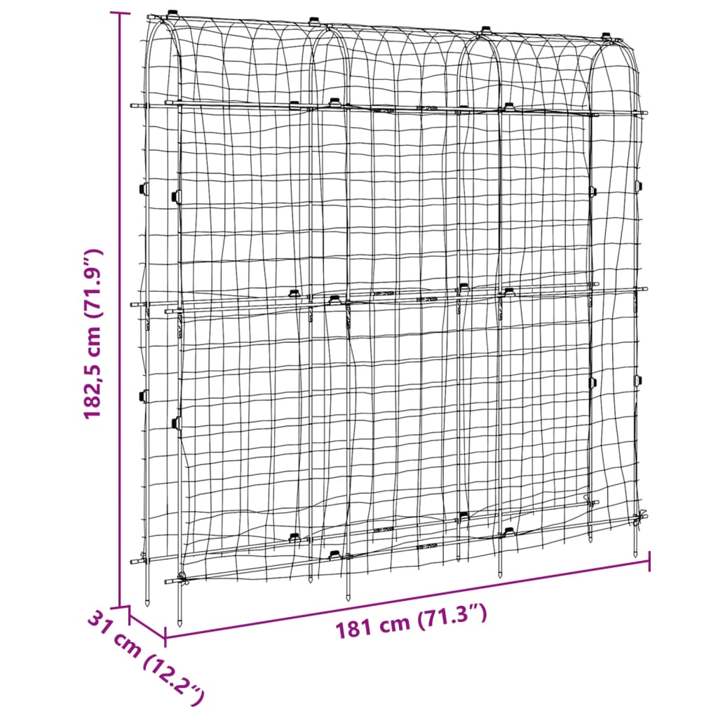 vidaXL Sodo grotelės vijokliniams augalams, 181x31x182,5cm, plienas