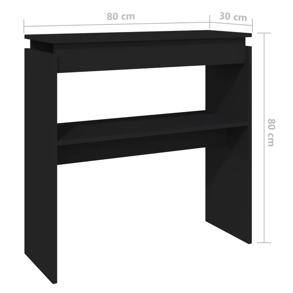 vidaXL Konsolinis staliukas, juodas, 80x30x80cm, apdirbta mediena