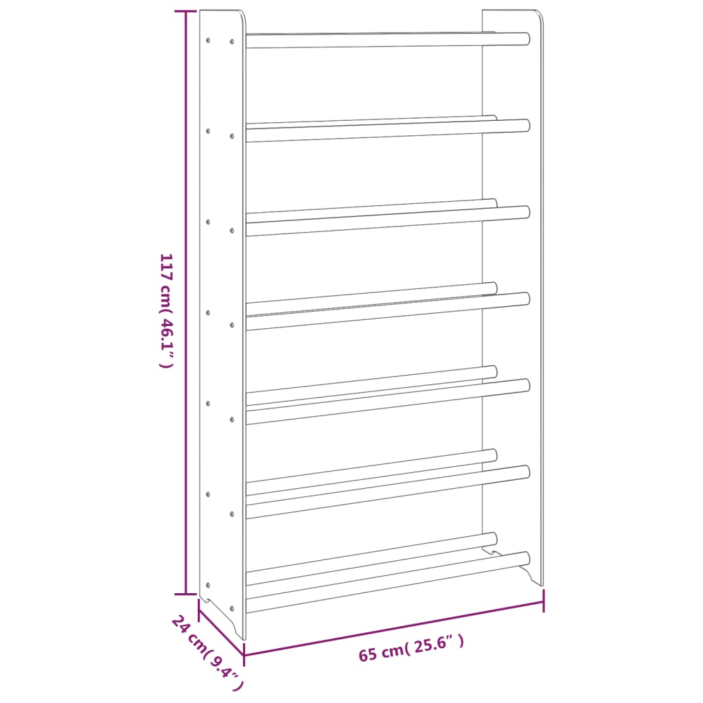 vidaXL Lentyna batams, rudos spalvos, 65x24x117cm, apdirbta mediena