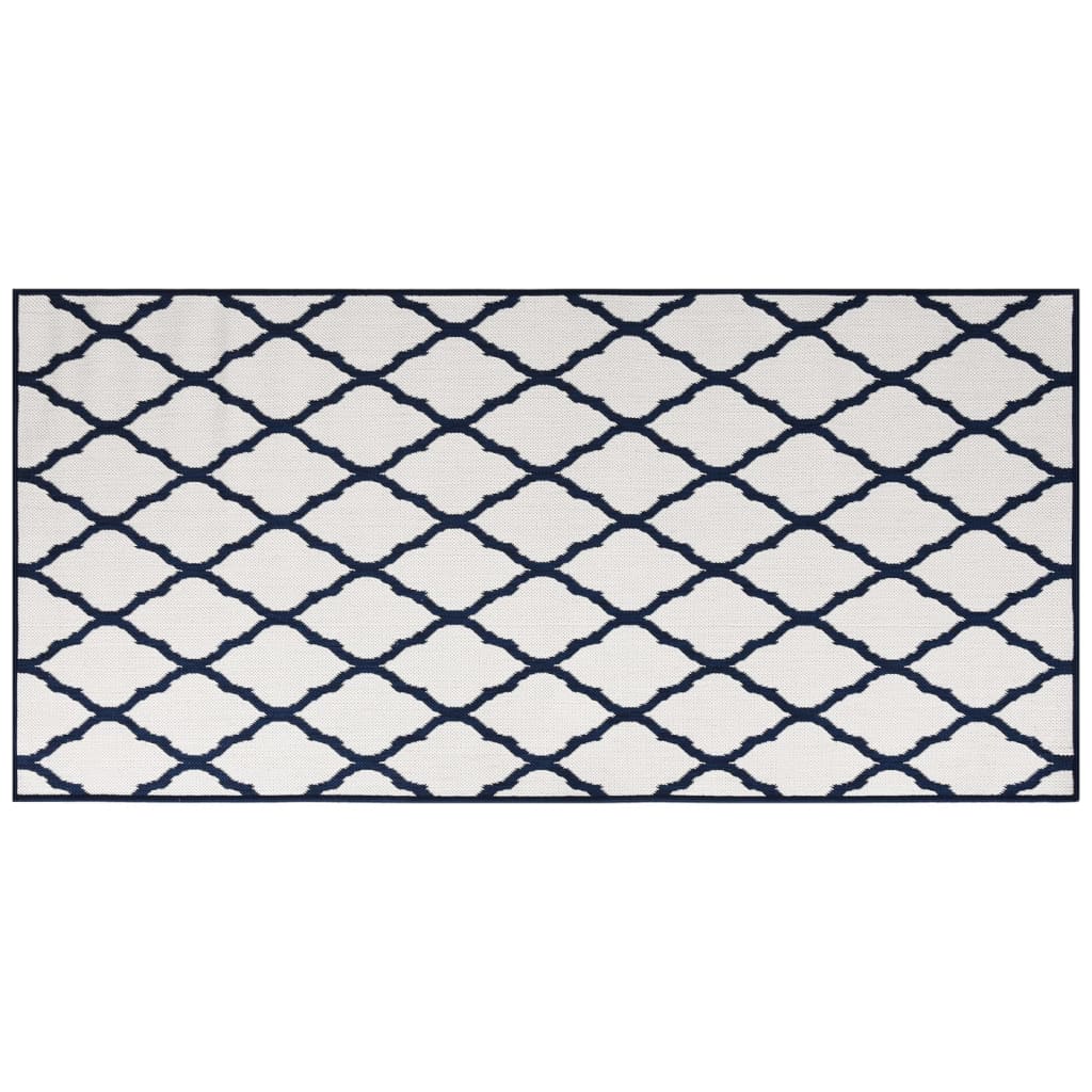 vidaXL Lauko kilimėlis, mėlynos ir baltos spalvos, 100x200cm, dvipusis