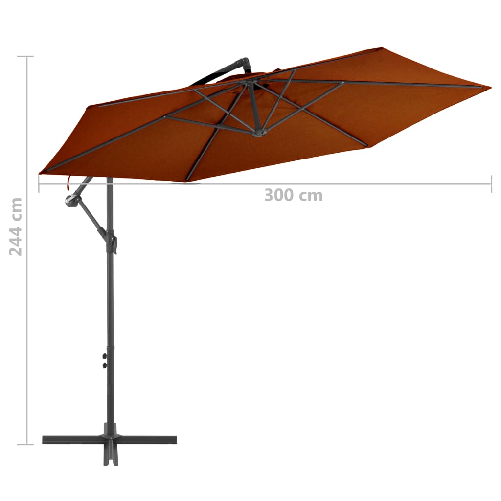 vidaXL Gembės formos skėtis su aliuminio stulpu, terakota, 300cm