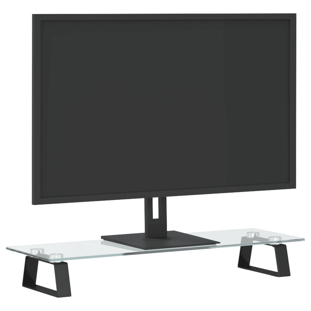 vidaXL Monitoriaus stovas, juodas, 60x20x8cm, stiklas ir metalas