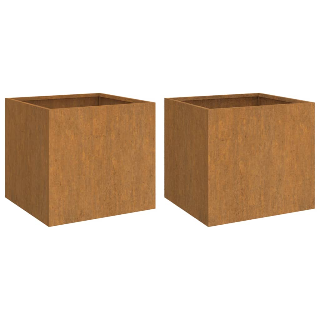 vidaXL Loveliai, 2vnt., 32x30x29cm, Corten plienas