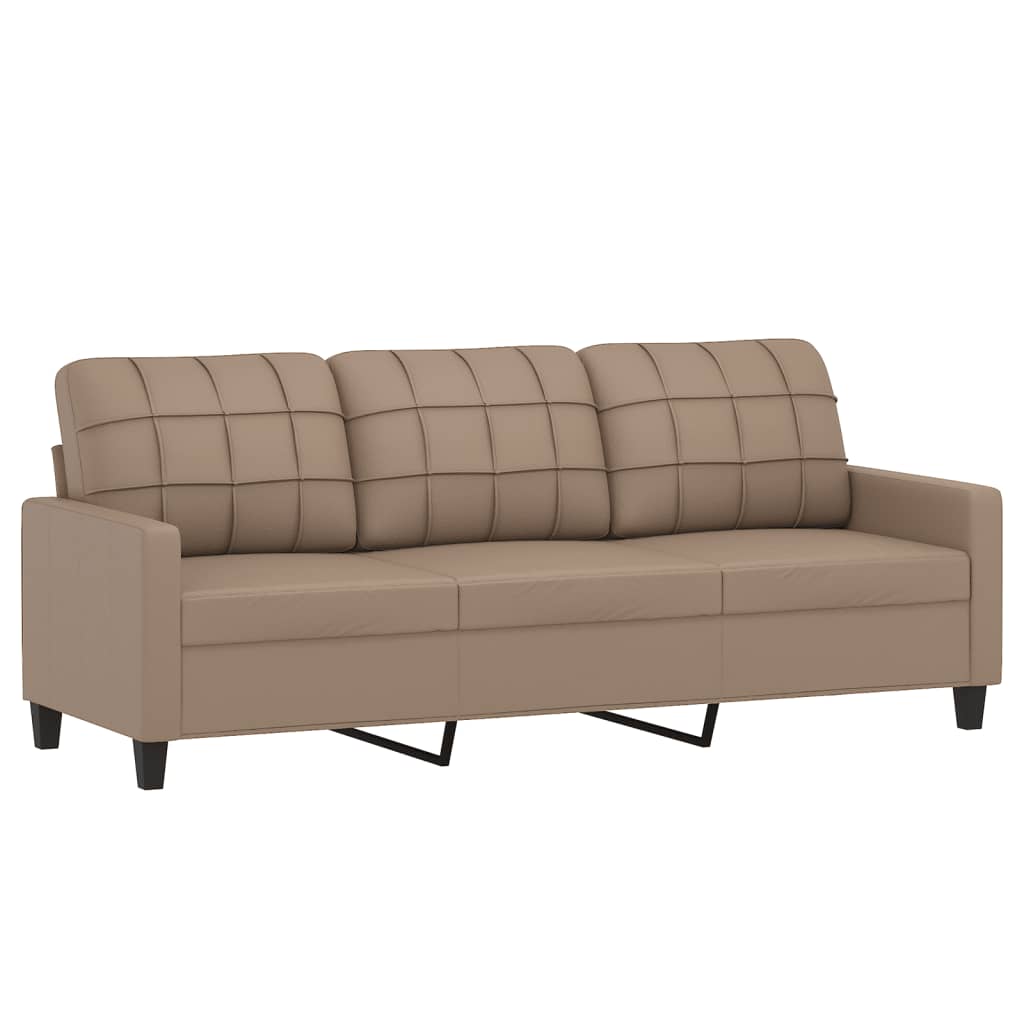 vidaXL Trivietė sofa su pakoja, kapučino spalvos, 180cm, dirbtinė oda