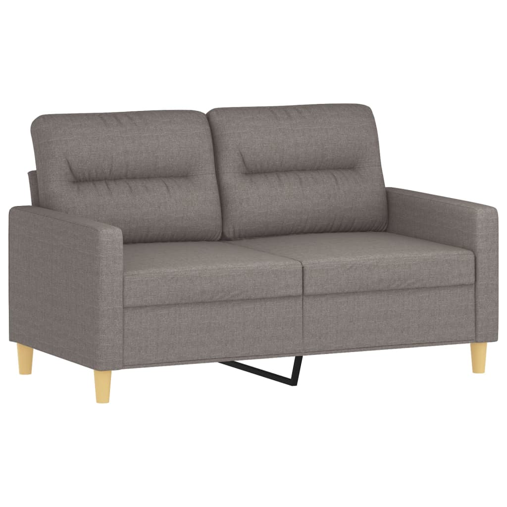 vidaXL Dvivietė sofa su pagalvėlėmis, taupe spalvos, 120cm, audinys