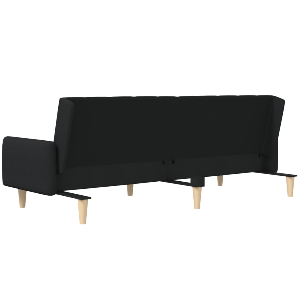 vidaXL Dvivietė sofa-lova, juodos spalvos, audinys