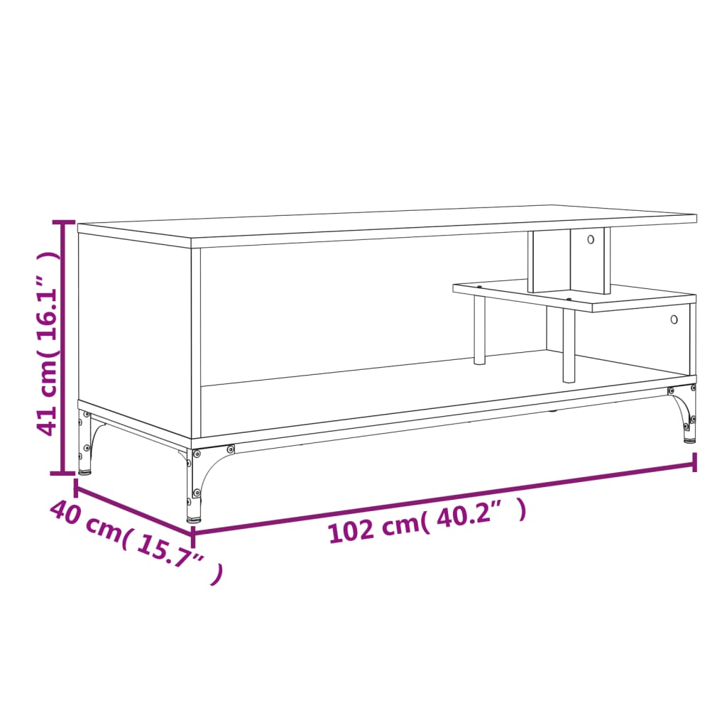 vidaXL TV spintelė, juoda, 102x40x41cm, apdirbta mediena ir plienas