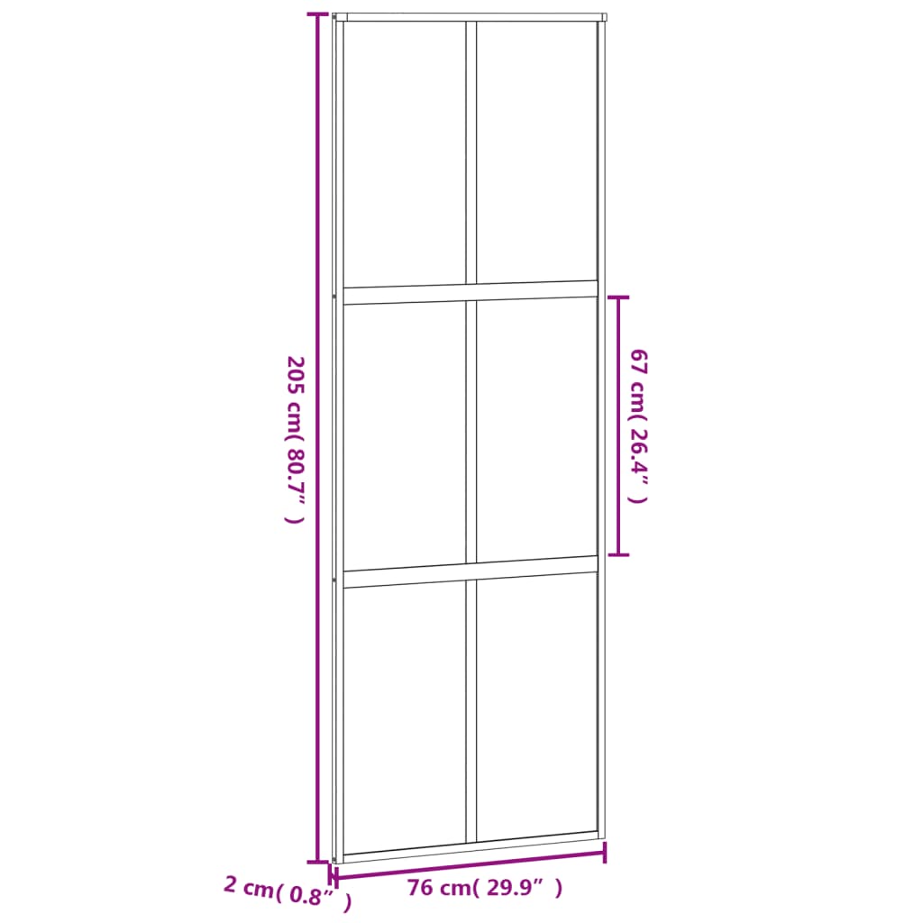 vidaXL Stumdomos durys, juodos, 76x205cm, grūdintas stiklas/aliuminis