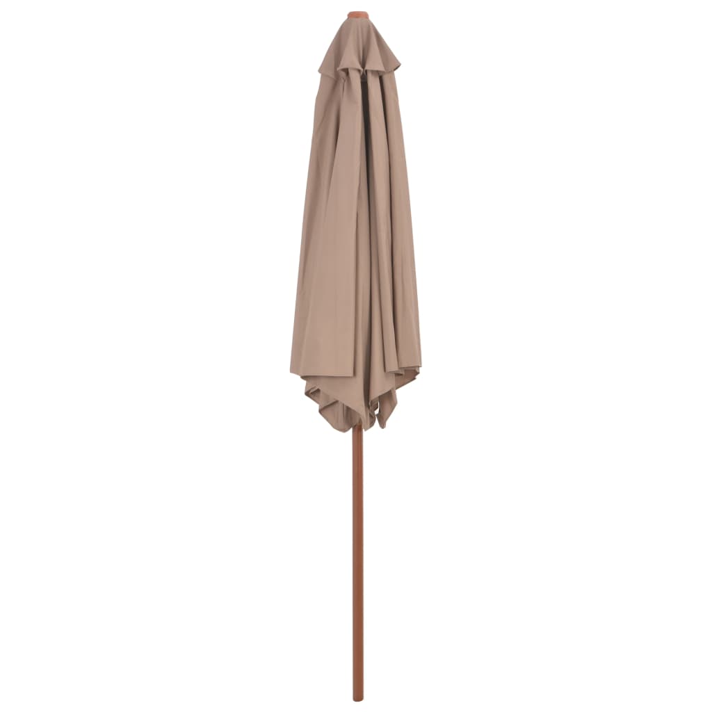 vidaXL Lauko skėtis nuo saulės su mediniu stulpu, taupe, 270cm