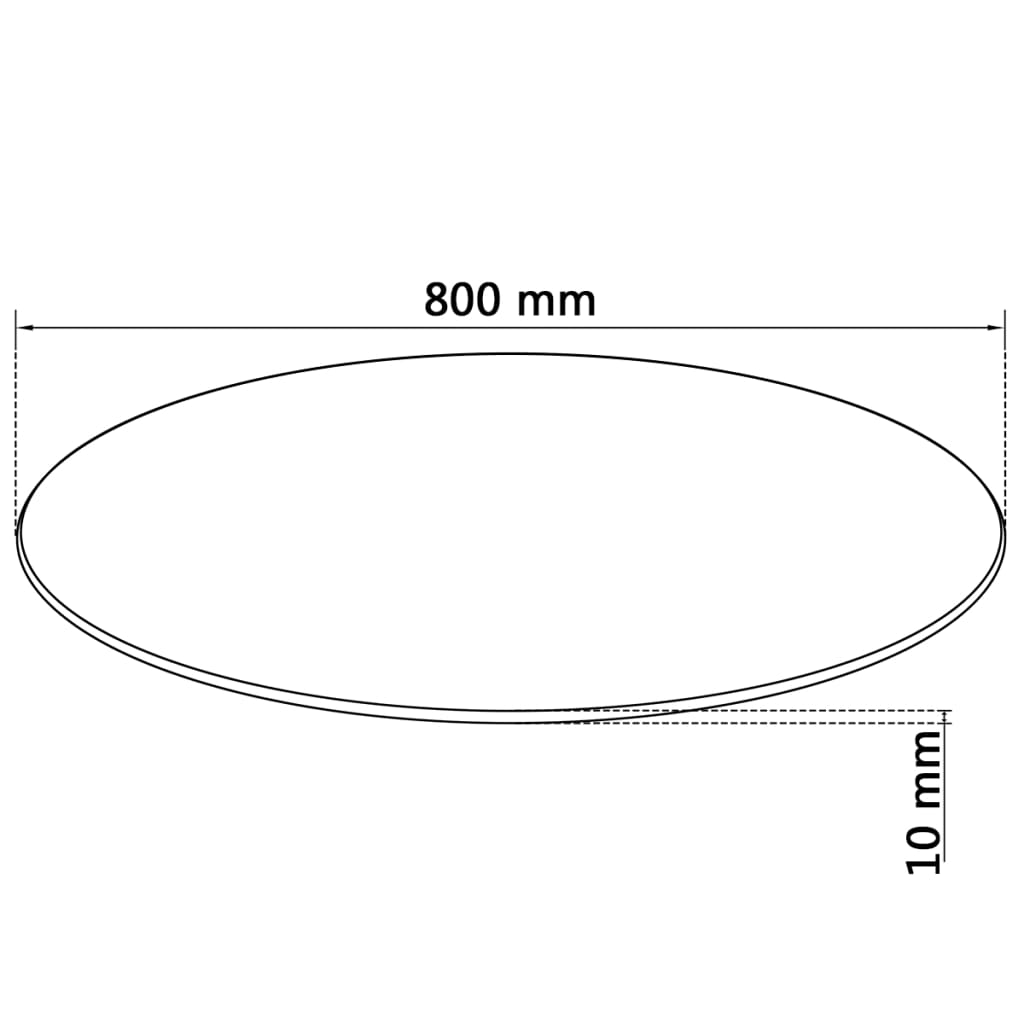 vidaXL Stalviršis, grūdintas stiklas, apvalus, 800 mm