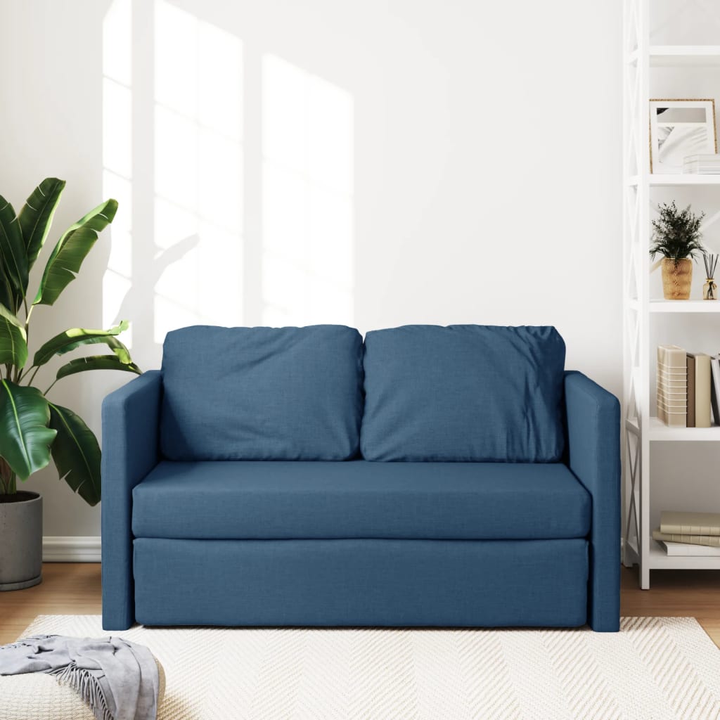 vidaXL Grindų sofa-lova, 2-1, mėlynos spalvos, 112x174x55cm, audinys