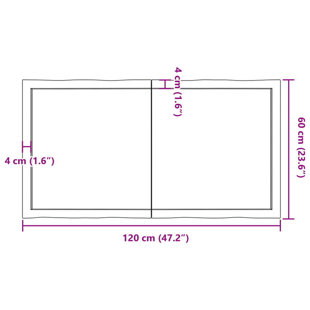 vidaXL Stalviršis, šviesiai rudas, 120x60x(2-6) cm, medienos masyvas