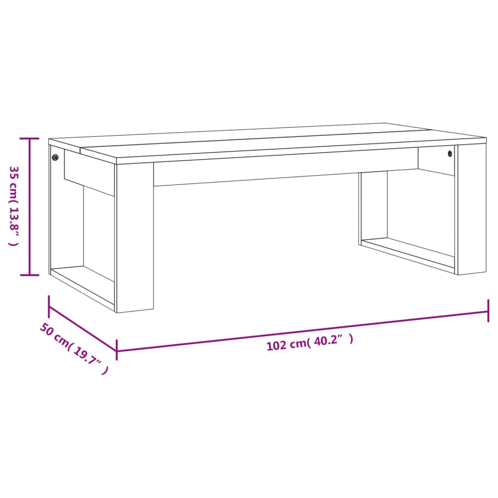 vidaXL Kavos staliukas, betono pilkas, 102x50x35cm, apdirbta mediena