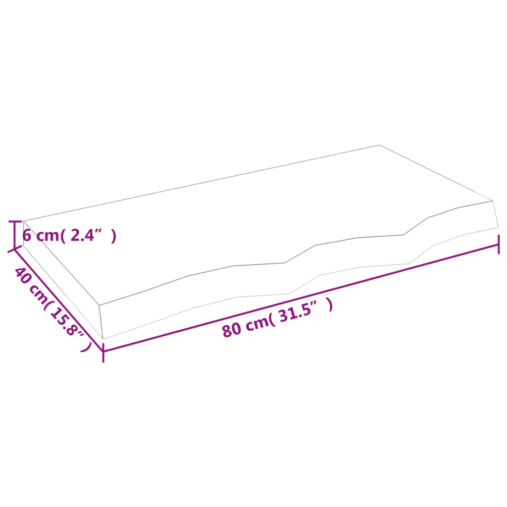 vidaXL Vonios stalviršis, tamsiai rudas, 80x40x(2-6)cm, mediena