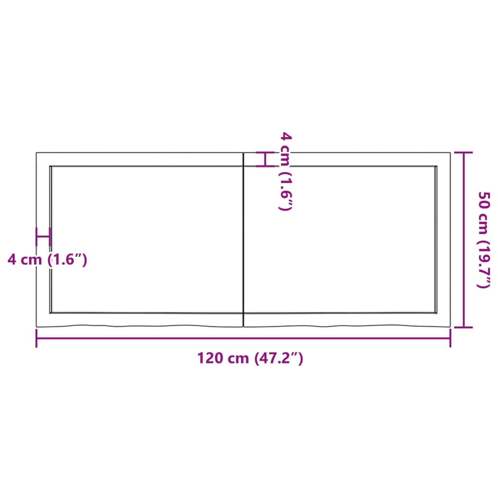 vidaXL Vonios stalviršis, tamsiai rudas, 120x50x(2-4)cm, mediena