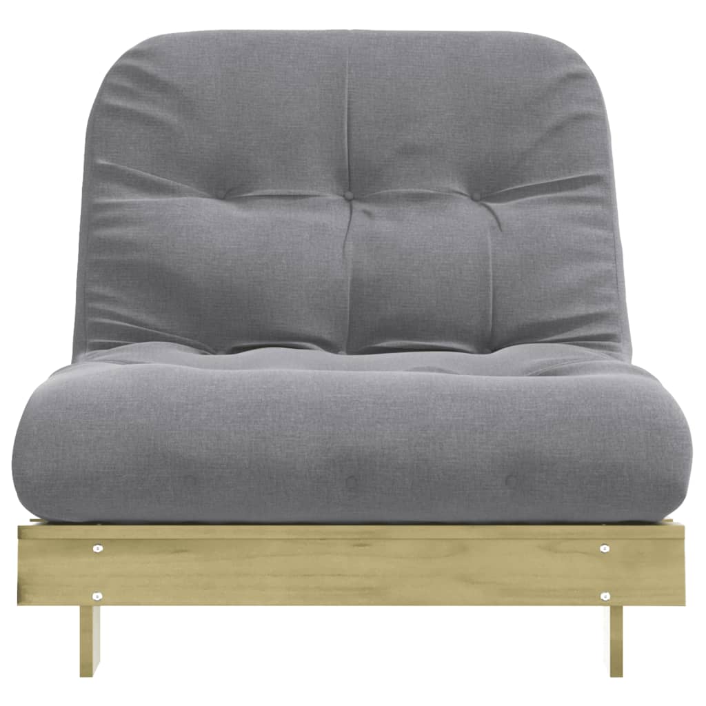 vidaXL Futono sofa-lova su čiužiniu, 90x206x11cm, impregnuota pušis