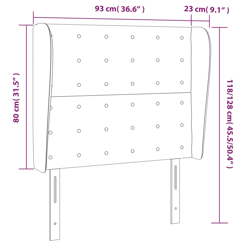 vidaXL Galvūgalis su auselėmis, kapučino, 93x23x118/128cm, netikra oda