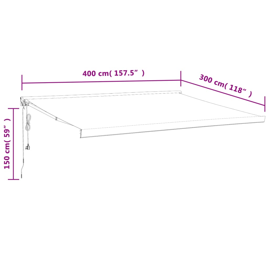 vidaXL Ištraukiama markizė, geltona/balta, 4x3m, audinys ir aliuminis