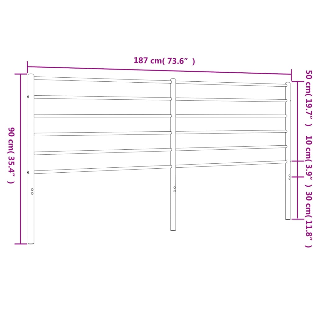 vidaXL Metalinis galvūgalis, baltos spalvos, 180cm