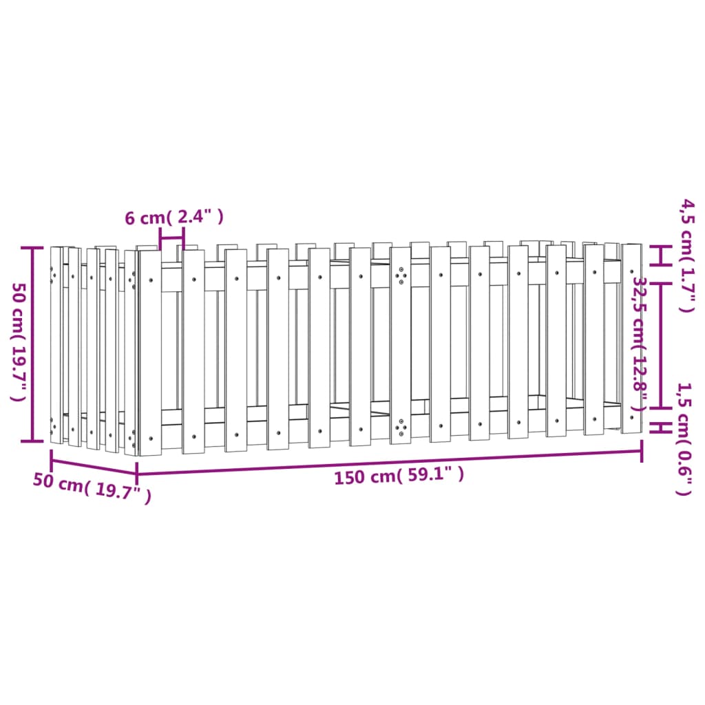 vidaXL Sodo lovelis, 150x50x50cm, impregnuota pušis, tvorelės dizaino