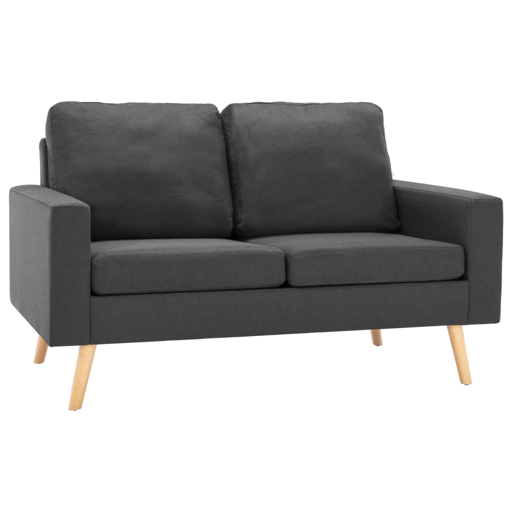 vidaXL Dvivietė sofa, tamsiai pilkos spalvos, audinys