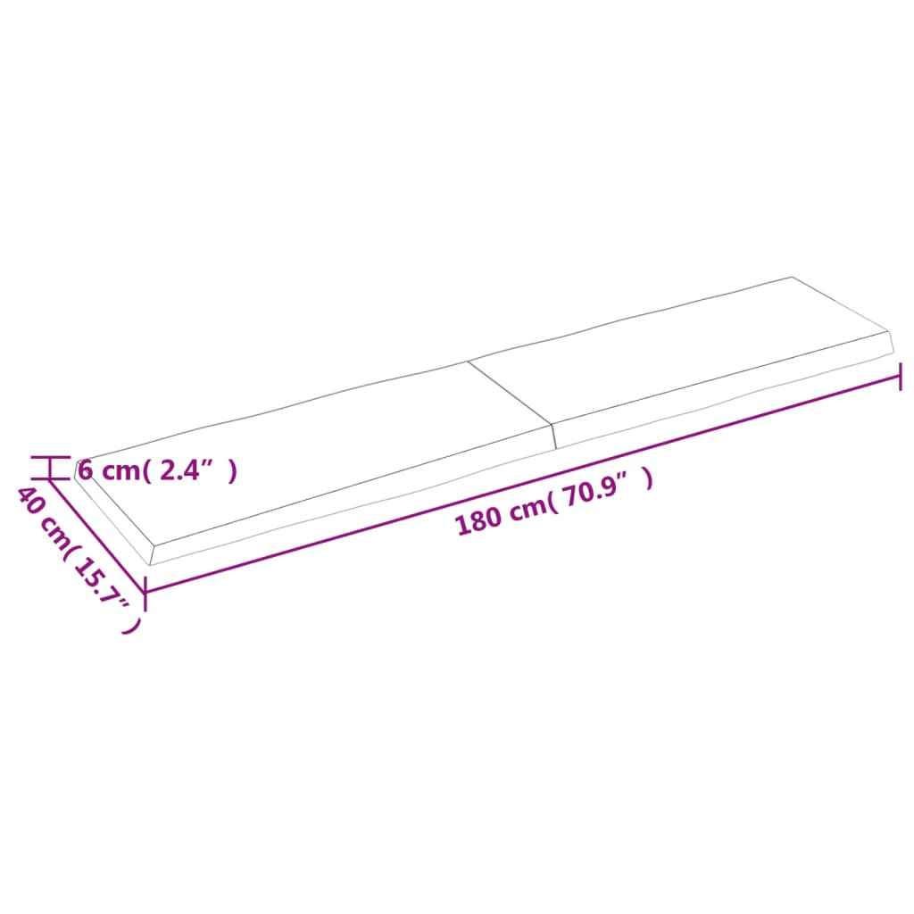 vidaXL Stalviršis, tamsiai ruda, 180x40x(2-6) cm, medienos masyvas