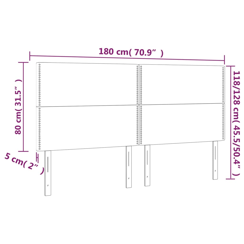 vidaXL Galvūgalis su LED, juodos spalvos, 180x5x118/128cm dirbtinė oda