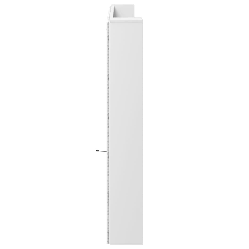 vidaXL Galvūgalis-spintelė su LED, baltos spalvos, 220x16,5x103,5cm