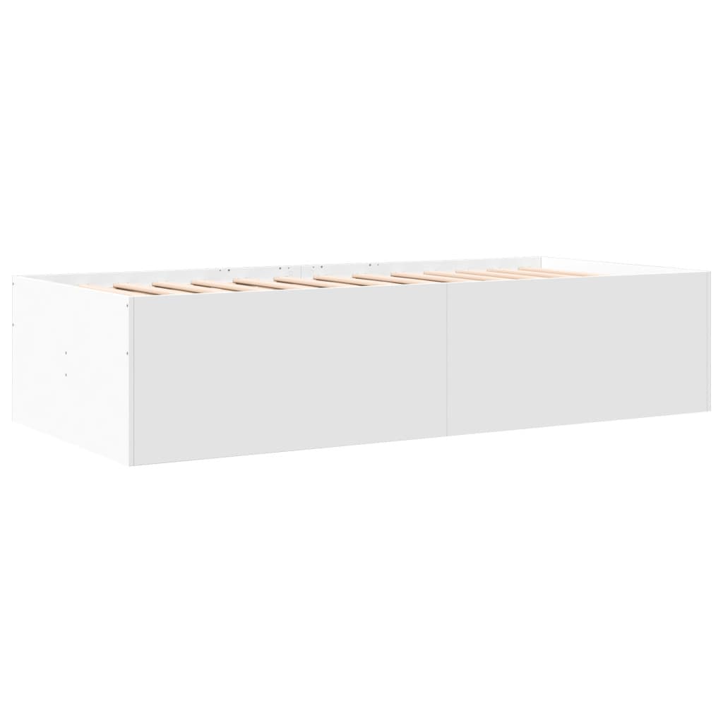 vidaXL Lova su stalčiais, baltos spalvos, 75x190cm, apdirbta mediena