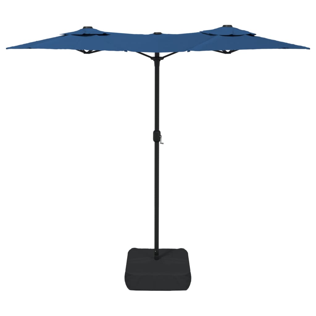 vidaXL Dvigubas skėtis nuo saulės su LED, tamsiai mėlynas, 316x240cm