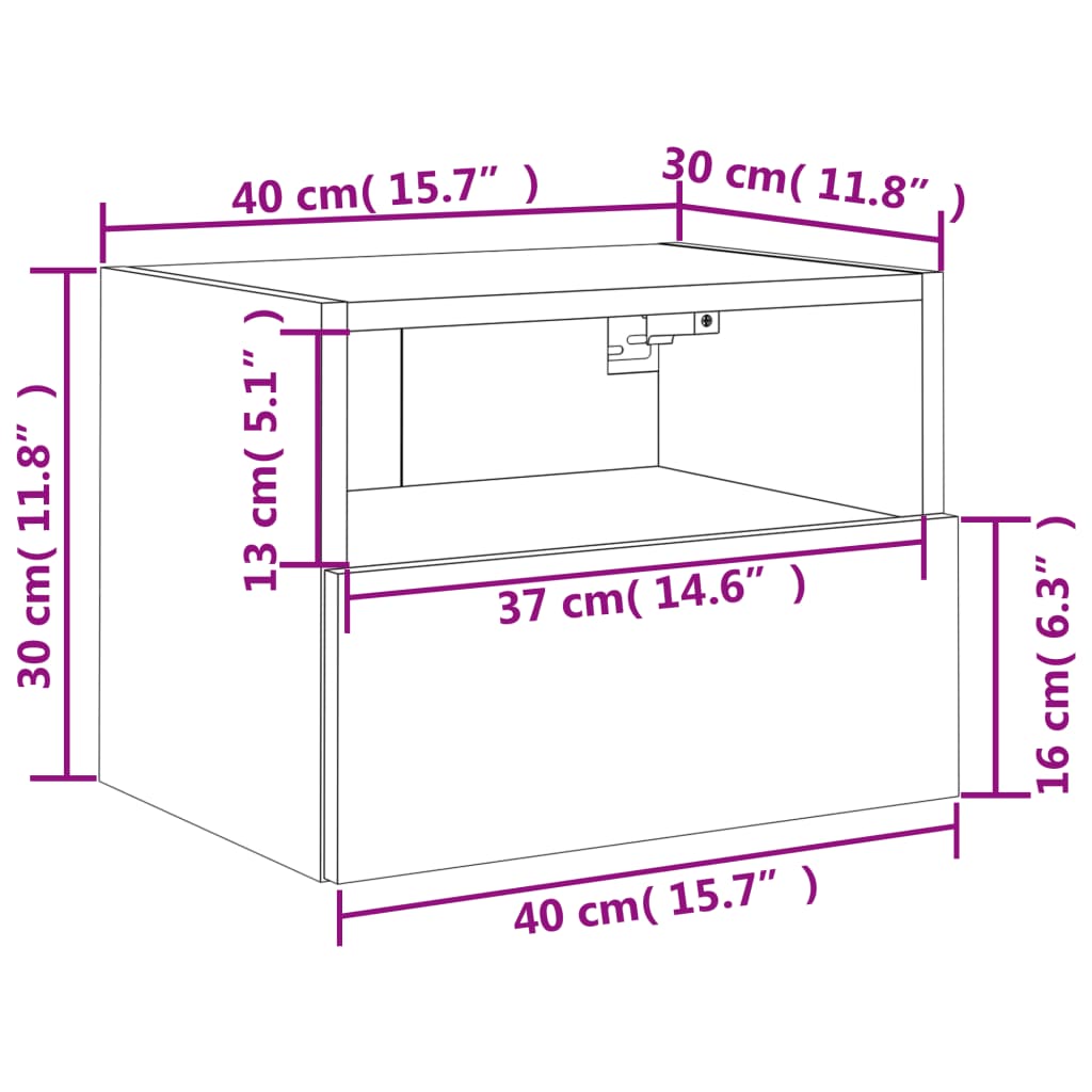 vidaXL Sieninės TV spintelės, 2vnt., juodos, 40x30x30cm, mediena