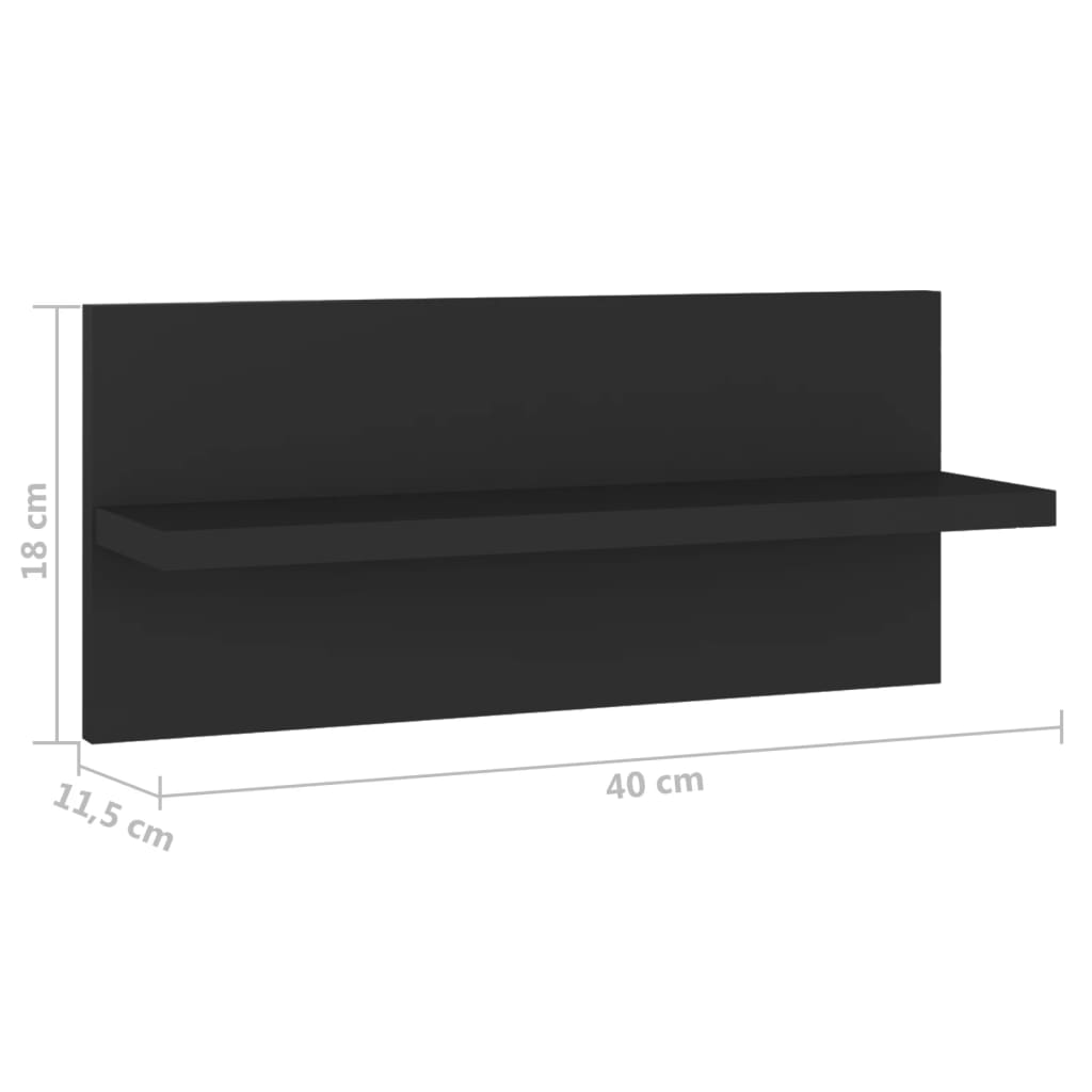 vidaXL Sieninės lentynos, 4vnt., juodos, 40x11,5x18cm apdirbta mediena