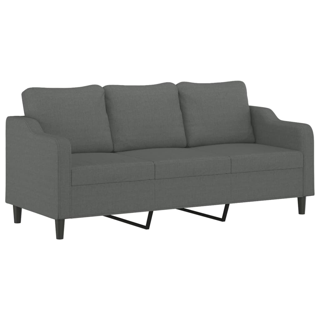 vidaXL Trivietė sofa su pakoja, tamsiai pilkos spalvos, 180cm, audinys