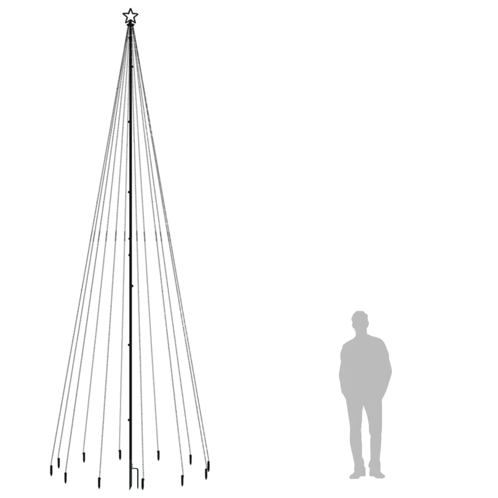 vidaXL Kalėdų eglutė su kuoliuku, 500cm, 732 šaltos baltos spalvos LED