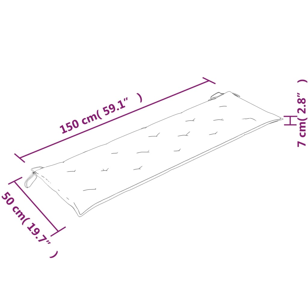 vidaXL Batavia suoliukas su antracito pagalvėle, 150cm, tikmedis