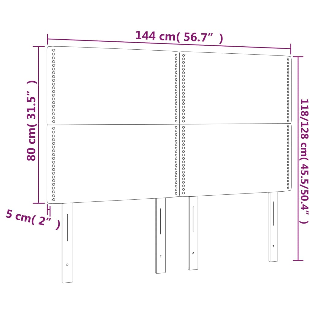 vidaXL Galvūgalis su LED, rožinės spalvos, 144x5x118/128cm, aksomas