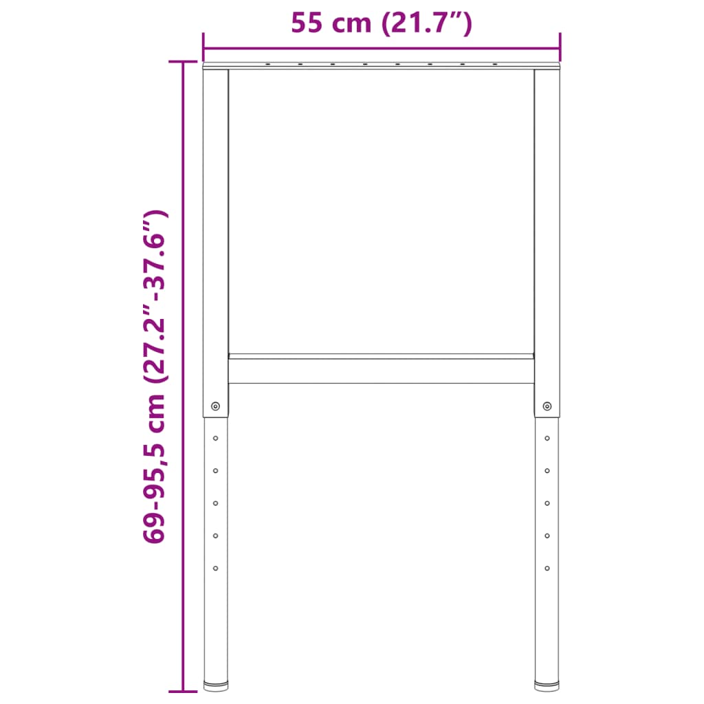 vidaXL Darbastalio rėmai, 2vnt., pilki, 55x(69-95,5)cm, metalas