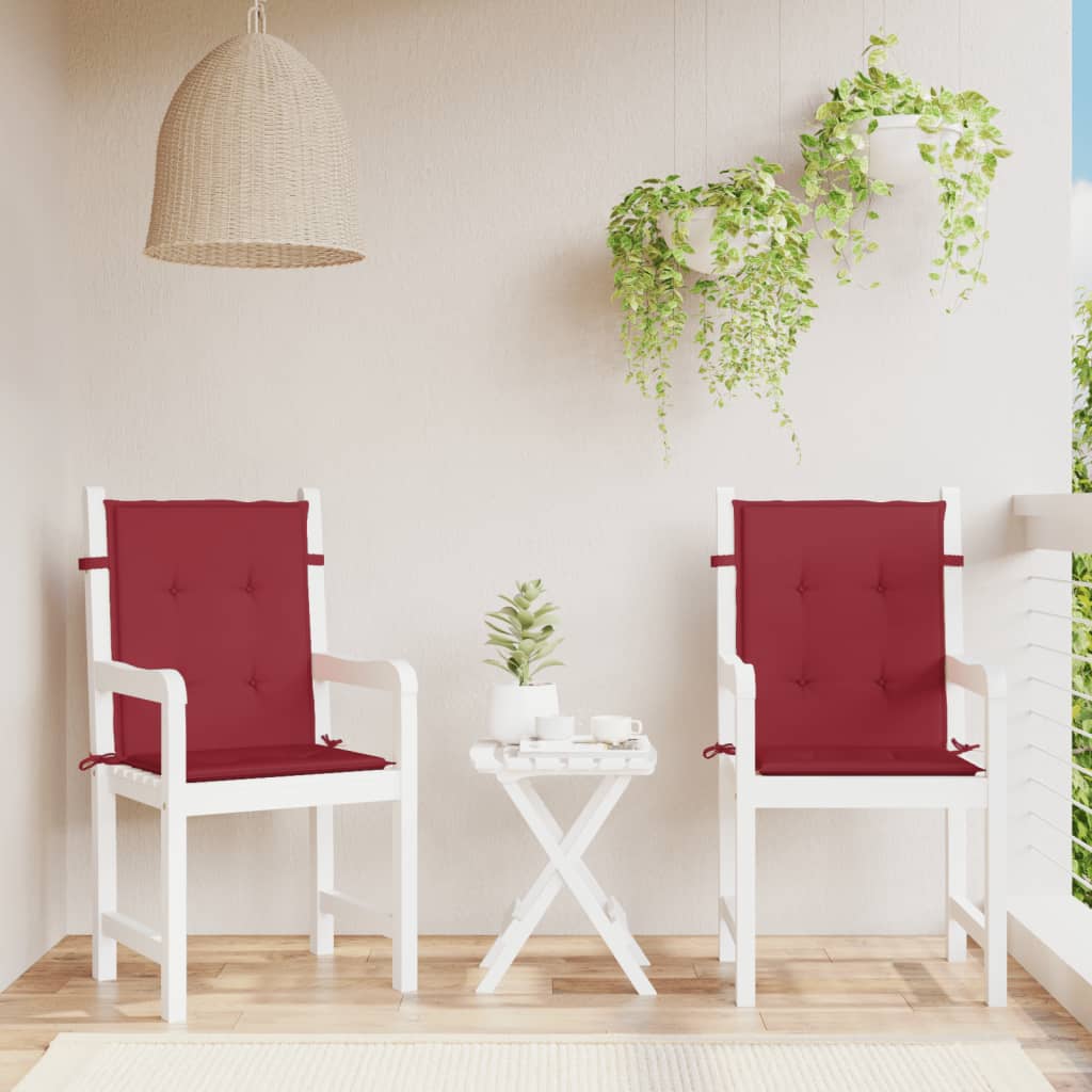 vidaXL Sodo kėdės pagalvėlės, 2vnt., vyno, 100x50x3cm, audinys