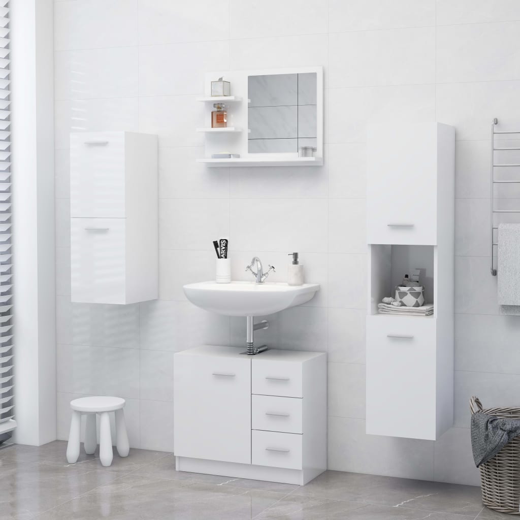 vidaXL Vonios kambario veidrodis, baltas, 60x10,5x45cm, mediena