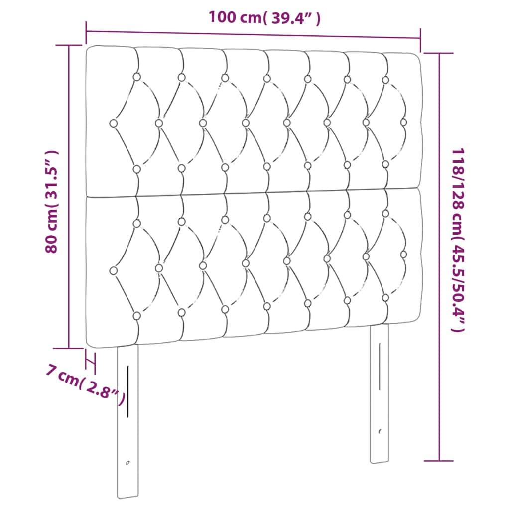 vidaXL Galvūgalis su LED, tamsiai pilkas, 100x7x118/128cm, audinys