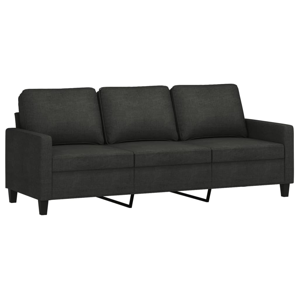 vidaXL Trivietė sofa su pakoja, juodos spalvos, 180cm, audinys